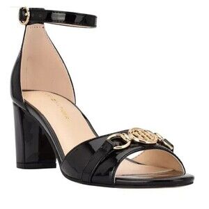 Tommy Hilfiger Rusina Black 001 Block Heel Ankle Strap Sandals Women’s Size 9M